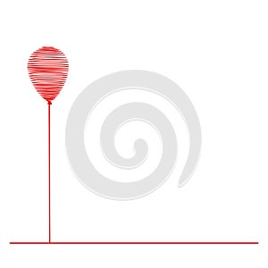 Balloon. Hand drawn, thin line. Greeting card. Vector. Logo