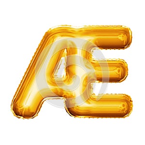 Balloon letter AE ligature 3D golden foil realistic alphabet photo