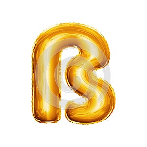 Balloon letter S Eszett ligature 3D golden foil realistic alphabet photo