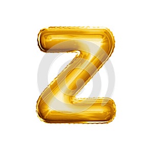 Balloon letter Z 3D golden foil realistic alphabet
