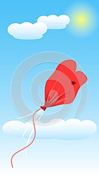 Balloon Love Deflate. Art Illustration Vector