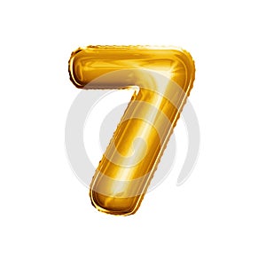 Balloon number 7 Seven 3D golden foil realistic alphabet