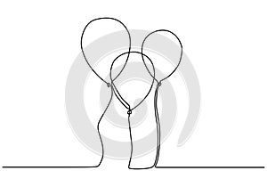 Balloon one continuous line drawing. Minimalism design of balloons vector illustration simplicity lineart