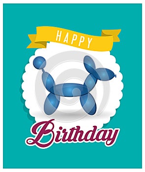 Balloon puppy ribbon happy birthday card green