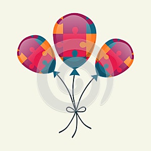 Balloon puzzle for autism day concept vector illustration