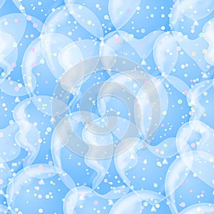 Balloon seamless background, white and blue