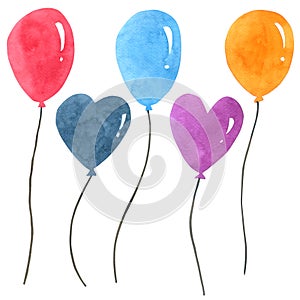 Balloon Set watercolor collection on white background , Hand drawn for Kids, Greeting Card , Cases design, Postcards, Product,
