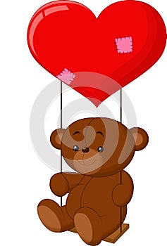 Balloon shaped read heart little girl swing