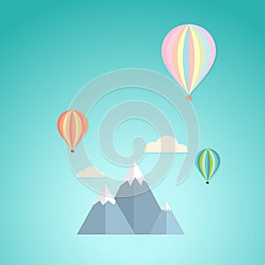 Balloon in the sky and mountain retro