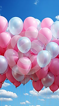 Balloon symphony pink and blue pastel balloons harmonize against a gentle background