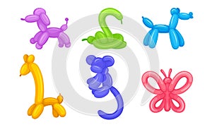 Balloon Twisting Art with Animal Figures Vector Set