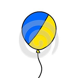 Balloon ukranian flag colors blue yellow freedom symbol hand drawn illustration