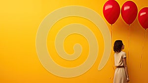 balloon yellow background red photo