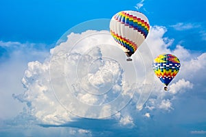 Ballooning in the clouds. Unforgettable feeling of freedom. Artistic picture. Beauty world photo