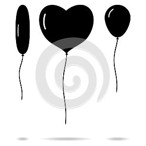 Balloons, air balloon icon with shadow isolated on white background. Vector, cartoon illustration.