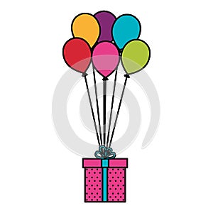 balloons air with gift box present