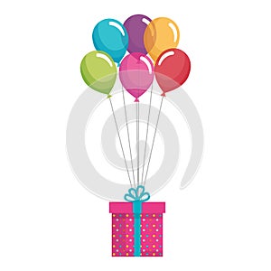 balloons air with gift box present
