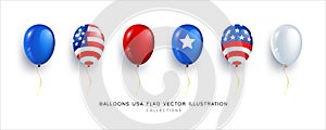 Balloons american flag collections design isolated on white background