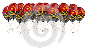 Balloons with Angolan flag, 3D rendering