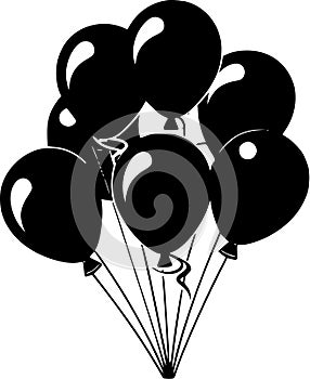 Balloons - black and white isolated icon - vector illustration