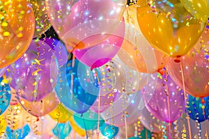 Balloons, confetti, and party decorations evoking the joy and excitement Generative AI