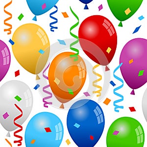 Balloons and Confetti Seamless Pattern