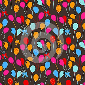 Balloons and confetti seamless pattern. birthday pattern seamless vector