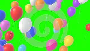 Balloons Fly Up on a Green Background. Seamless Looped 3d Animation. Ultra HD 4K 3840x2160