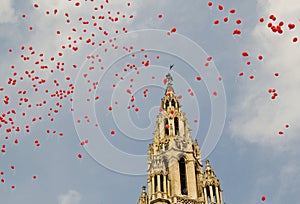 Balloons in front of the town hall in Vienna