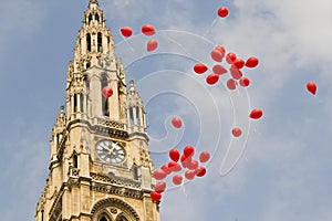 Balloons in front of the town hall in Vienna
