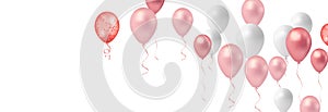 Balloons header background. Party card with colourful balloons. Balloon background