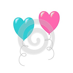 Colored heart-shaped balloons. Vector illustration on white background