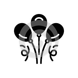 Black solid icon for Balloons, solemnize and balloons