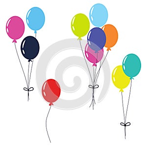 Balloons isolated vector clip art on white background. Colorful festive balloons cartoon flat style vector illustration.