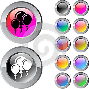 Balloons multicolor round button.