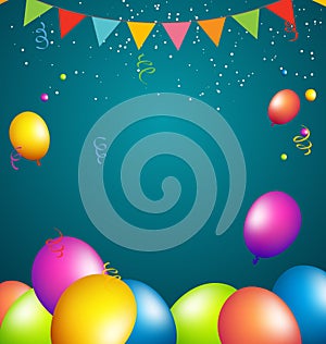 Balloons party color full on blue background