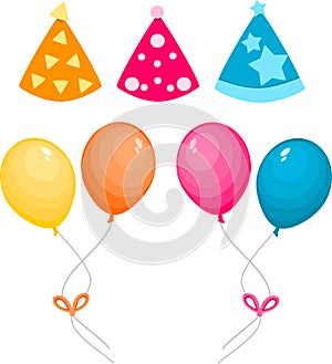 Balloons and party hat