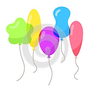 Balloons with rope flat style transparent overlay