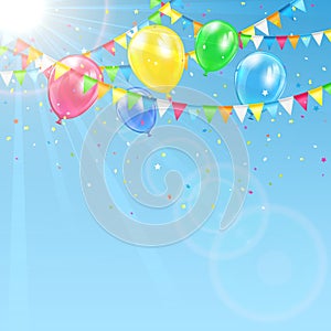 Balloons on sky background