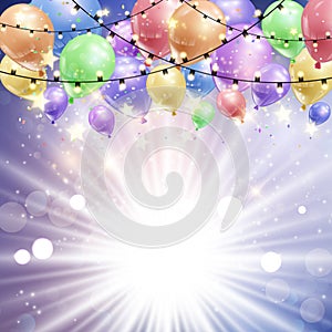 Balloons on a starburst background