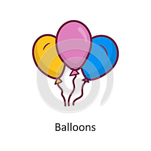 Balloons vector Fill outline Icon Design illustration. Holiday Symbol on White background EPS 10 File