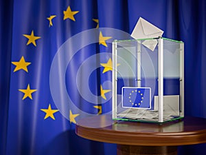 Ballot box with European Union EU flag