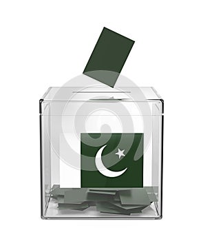 Ballot box with the flag of Pakistan