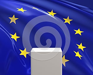 Ballot Box in front of the EU Flag
