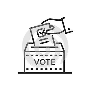 Ballot box - line design single isolated icon