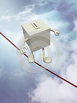 Ballot box poised on the wire