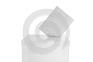 Ballot box with vote on white. Election time
