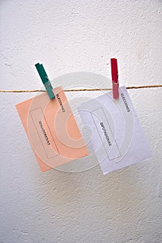 Ballot papers for national elections in Spain hanging by a thread photo