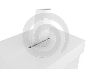 Ballot vote box with bulletin on white