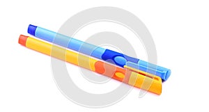 Ballpens isolated on a white background. Two ballpoint pens. School education. Schooling